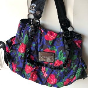 Betsey Johnson Blue Skull and Rose Purse